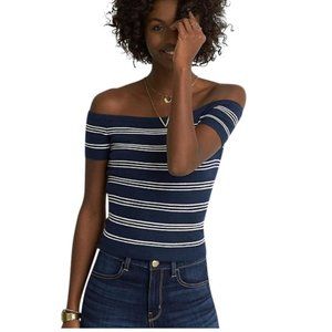 American Eagle Striped Blue Off the Shoulder Top